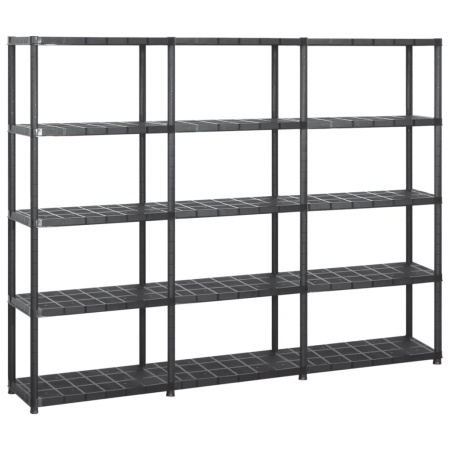 Raft de depozitare cu 5 polițe, negru, 213x38x170 cm, plastic - Img 1
