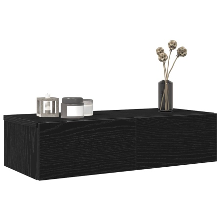 Raft de perete cu sertare negru 60x26,5x15 cm lemn prelucrat