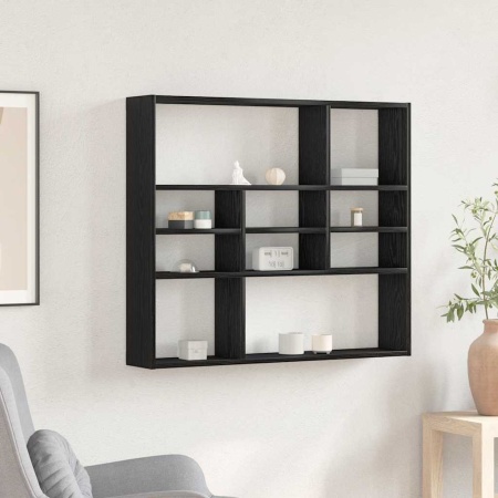 Raft de perete, stejar negru, 90x16x78 cm, lemn prelucrat