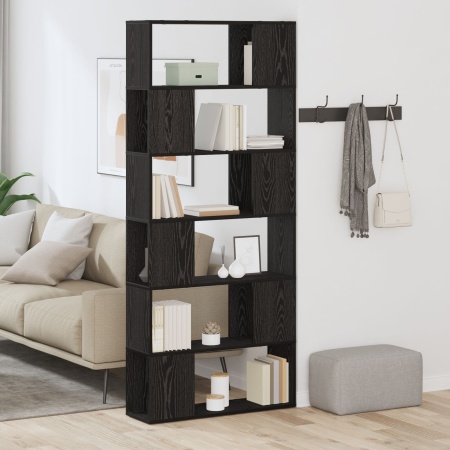 Raft pentru cărți Negru Stejar 80x24x186 cm Lemn prelucrat