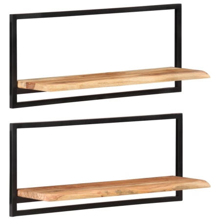 Rafturi de perete 2 buc. 80x25x35 cm lemn masiv acacia/oțel