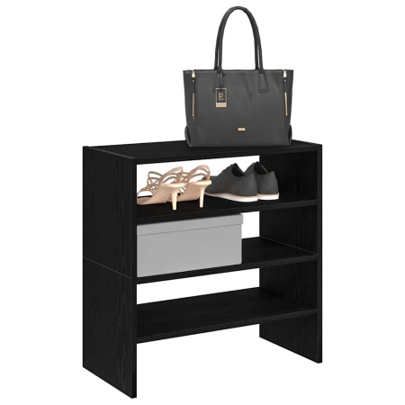 Rafturi pantofi 2 buc Stejar negru stivuibil 60x30x30,5 cm