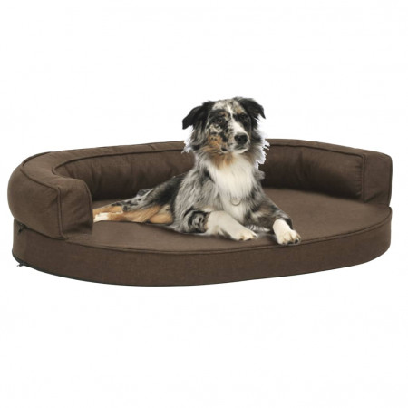 Saltea ergonomică pat de câini, maro, 75x53 cm aspect in/fleece - Img 1