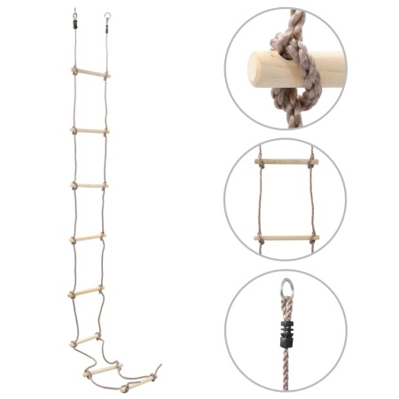 Scară din frânghie pentru copii, 290 cm, lemn