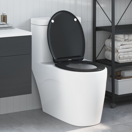 Scaun de toaletă cu eliberare rapidă cu închidere lentă Duroplast Negru