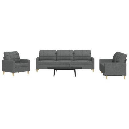 Set de canapele, 3 piese, gri închis, textil