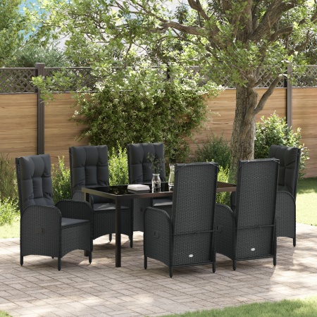 Set de dining de grădină cu 7 piese Negru Rattan polimeric