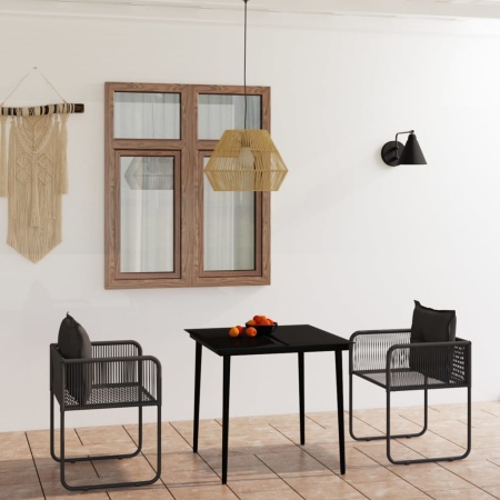 Set de mobilier pentru grădină, 3 piese, negru