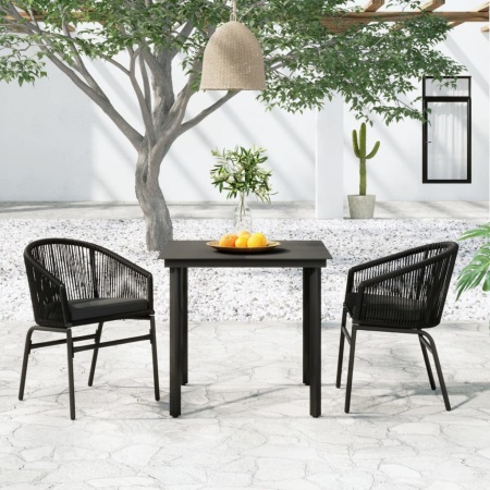 Set de mobilier pentru grădină, 3 piese, negru