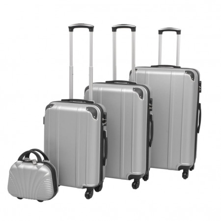 Set de valize carcasă tare, argintiu, 4 buc.