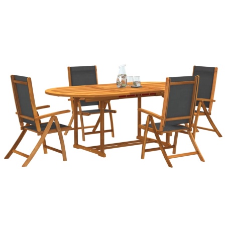 Set mobilier de grădină, 5 piese, lemn masiv acacia/textilenă