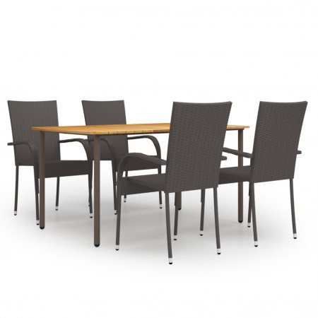 Set mobilier de grădină, 5 piese, maro, poliratan
