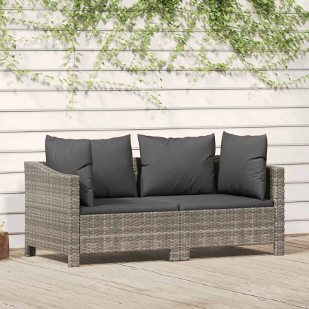 Set mobilier de grădină cu perne, 2 piese, gri, poliratan