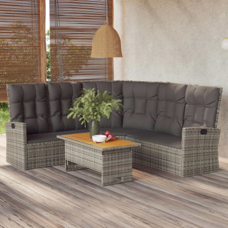 Set mobilier de grădină cu perne, 2 piese, gri, poliratan