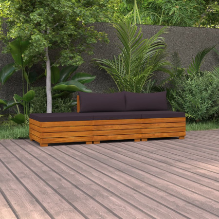 Set mobilier de grădină cu perne, 3 piese, lemn masiv acacia - Img 1