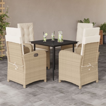 Set mobilier de grădină cu perne, 5 piese, bej, poliratan