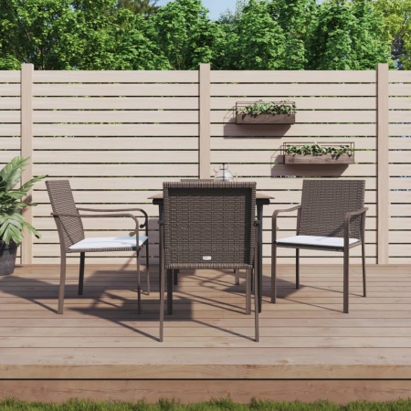 Set mobilier de grădină cu perne, 5 piese, poliratan și oțel - Img 1