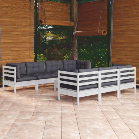 Set mobilier de grădină cu perne, 8 piese, lemn masiv de pin