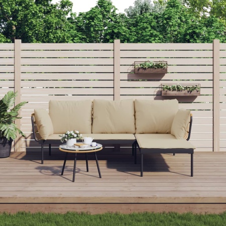 Set mobilier de grădină cu perne bej, 3 piese, poliratan