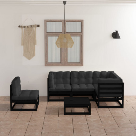 Set mobilier grădină cu perne, 6 piese, lemn masiv pin