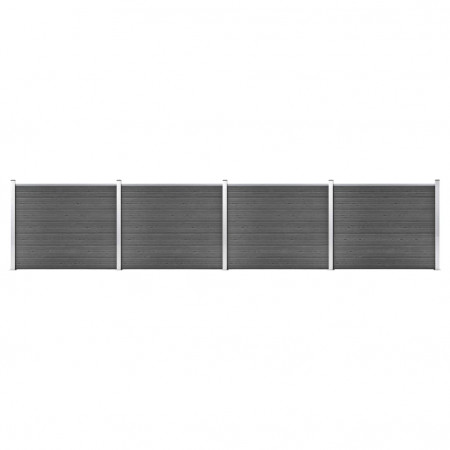 Set panouri gard, 699x146 cm, negru, WPC - Img 1