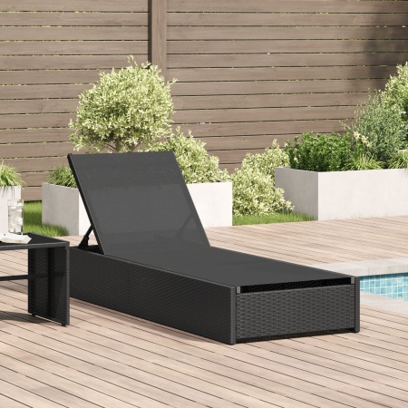 Şezlong Negru 60x200x27 cm Ratan Poly