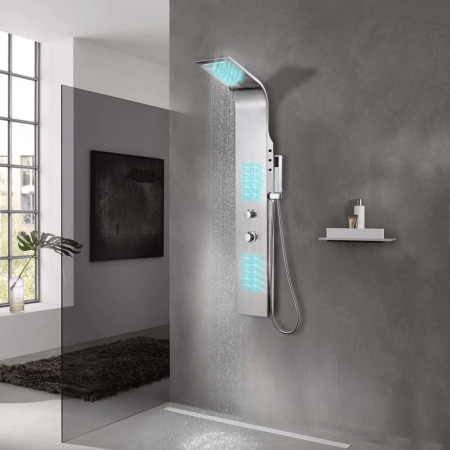 Sistem panou de duș curbat, oțel inoxidabil - Img 1