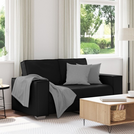 Sofa Loveseat Neagră 120 cm din Piele Ecologică