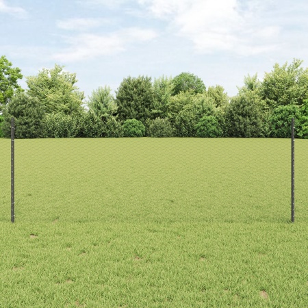 Stâlpi de gard 11 pcs U-Channel Gri 80 cm Oțel, Gard hexagonal Gri 0.8x25 m Oțel