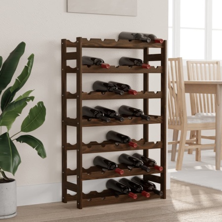 Suport sticle de vin, 42 sticle, maro, lemn masiv de pin
