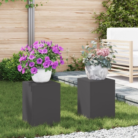 Suporturi pentru plante exterioare Pilar 2 buc Negru 24x24x35 cm Oțel