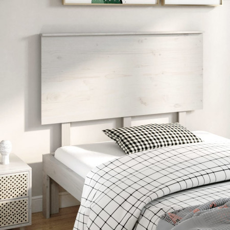 Tăblie de pat, alb, 124x6x82,5 cm, lemn masiv de pin - Img 1