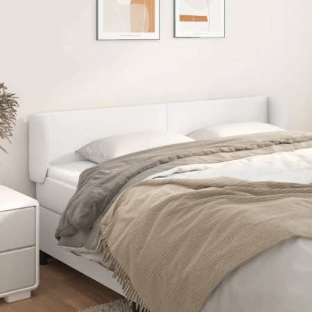 Tăblie de pat cu aripioare alb 163x23x78/88 cm piele ecologică