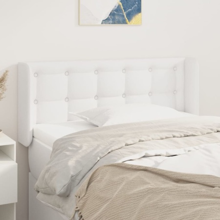 Tăblie de pat cu aripioare alb 83x16x78/88 cm piele ecologică