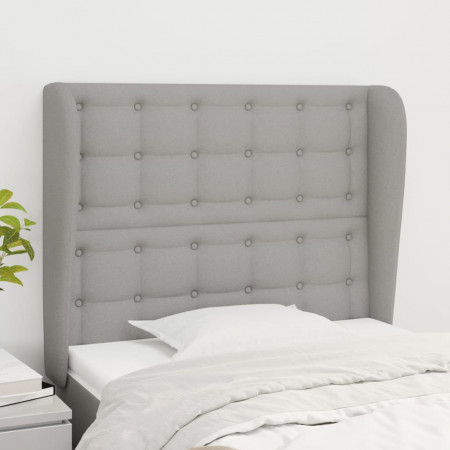 Tăblie de pat cu aripioare gri deschis 83x23x118/128 cm textil