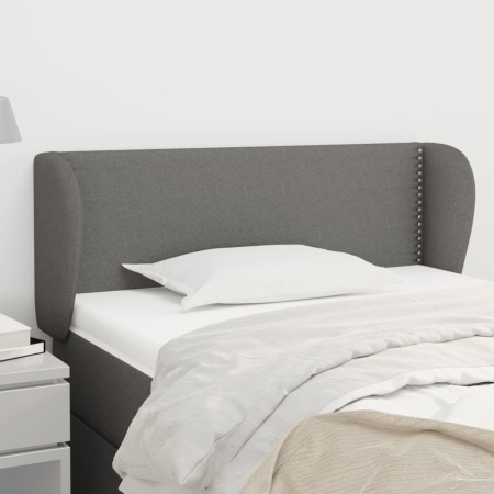 Tăblie de pat cu aripioare gri închis 103x23x78/88 cm textil