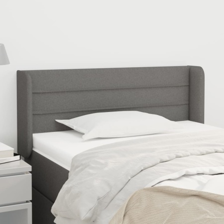Tăblie de pat cu aripioare gri închis 83x16x78/88 cm textil