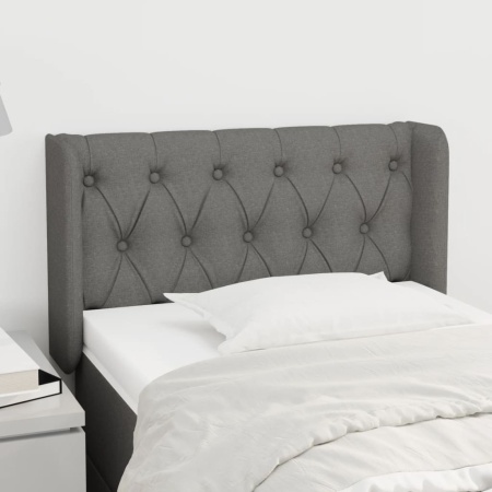 Tăblie de pat cu aripioare gri închis 83x16x78/88 cm textil