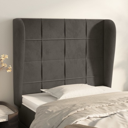 Tăblie de pat cu aripioare gri închis 83x23x118/128 cm catifea