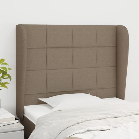 Tăblie de pat cu aripioare gri taupe 93x23x118/128 cm textil