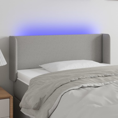 Tăblie de pat cu LED, gri deschis, 103x16x78/88 cm, textil