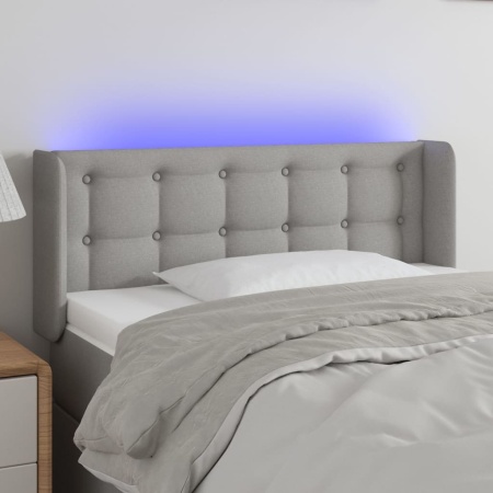 Tăblie de pat cu LED, gri deschis, 103x16x78/88 cm, textil