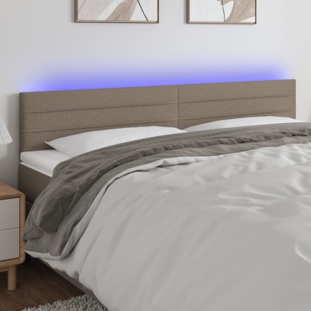 Tăblie de pat cu LED, gri taupe, 200x5x78/88 cm, textil