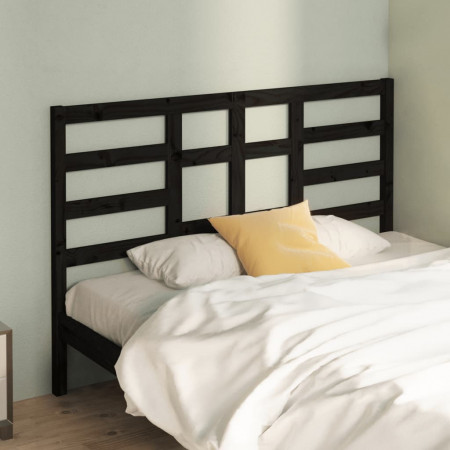 Tăblie de pat, negru, 166x4x104 cm, lemn masiv de pin