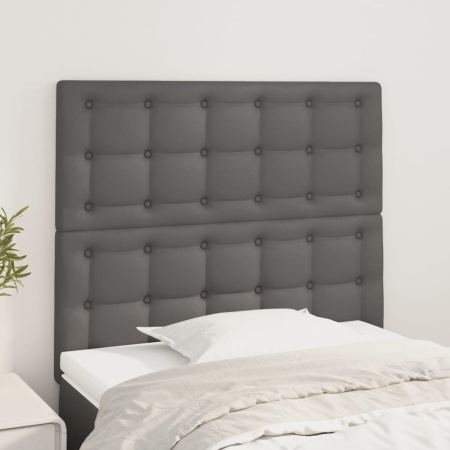 Tăblii de pat, 2 buc, gri, 90x5x78/88 cm, piele ecologică