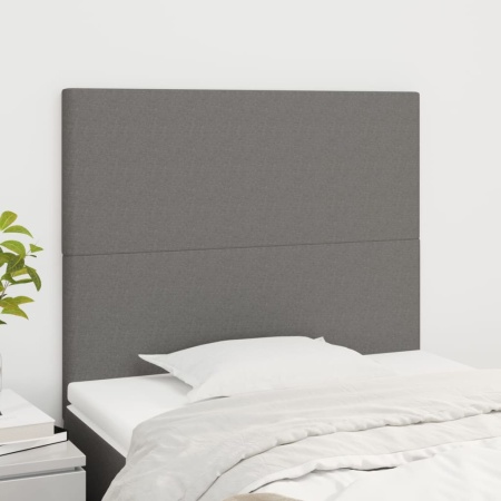 Tăblii de pat, 2 buc, gri închis, 80x5x78/88 cm, textil