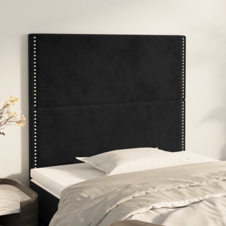 Tăblii de pat, 2 buc, negru, 90x5x78/88 cm, catifea