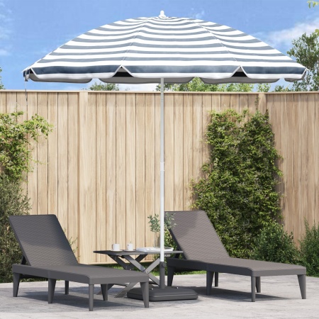 Umbrelă de plajă cu Țeavă din Aluminiu Albastră și Albă 300 cm