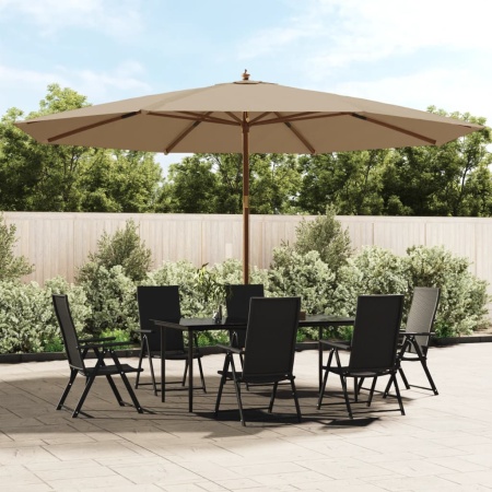 Umbrelă de soare de grădină stâlp din lemn gri taupe 400x273 cm