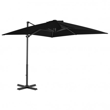 Umbrelă suspendată cu stâlp din aluminiu, negru, 250x250 cm - Img 1